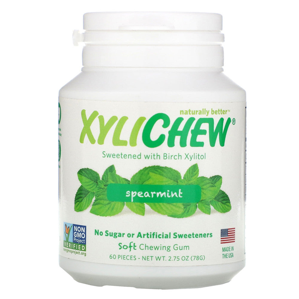 XyliChew Soft Chewing Gum Pieces Spearmint Flavor, Sugar Free, 60 ea