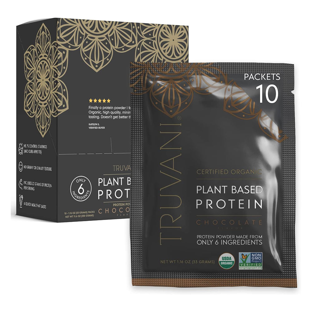 Truvani Plant Based Protein Powder Organic Chocolate Flavored Support Muscle Recovery 11.6Oz (330g)
