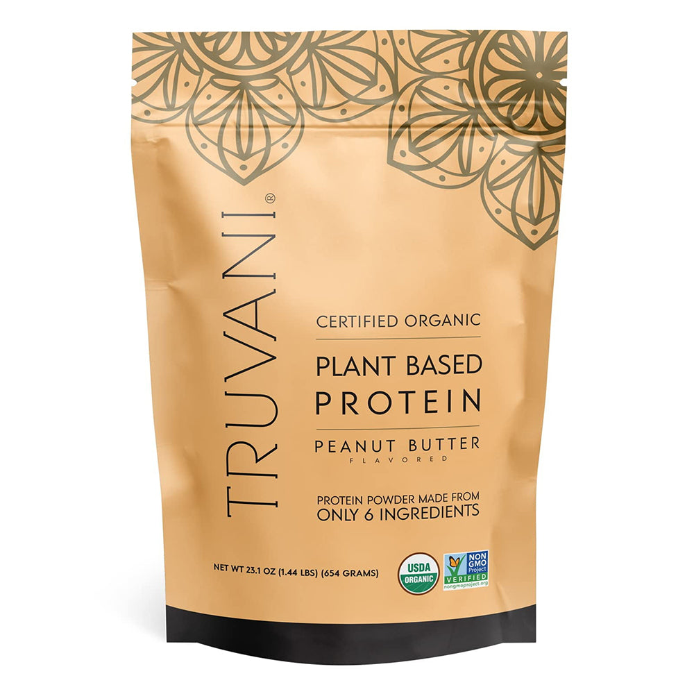 Truvani Organic Peanut Butter Flavored Plant Based Protein Powder 23.1Oz (654g)