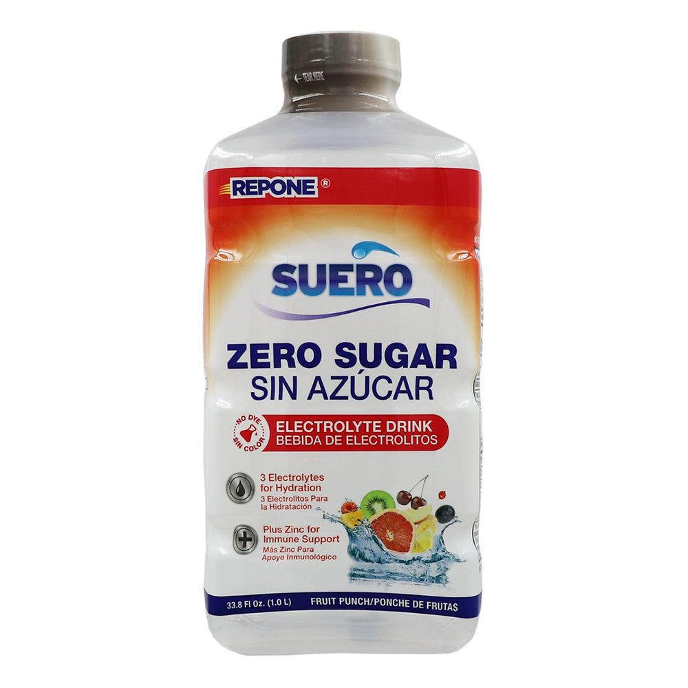 Suero Repone Zero Sugar Free Liquid Electrolyte Solution with Zinc, 33.8 Oz