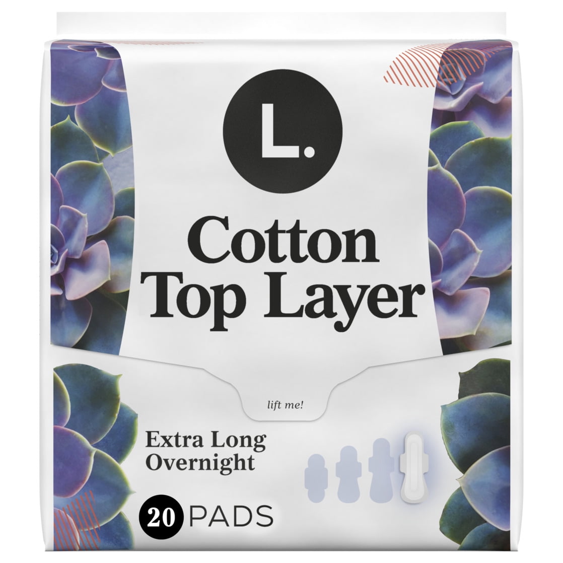 L Pads Size 5 Maxi Extra Long Overnight with Wings Heavy Flow Protection 20Ea
