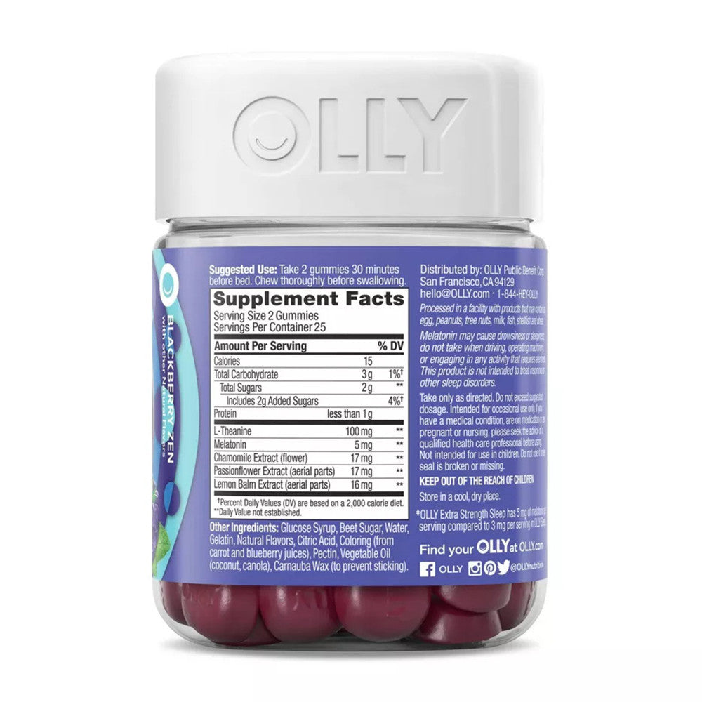 Olly Sleep Extra Strength Gummies, Blackberry Zen, 50 Ea