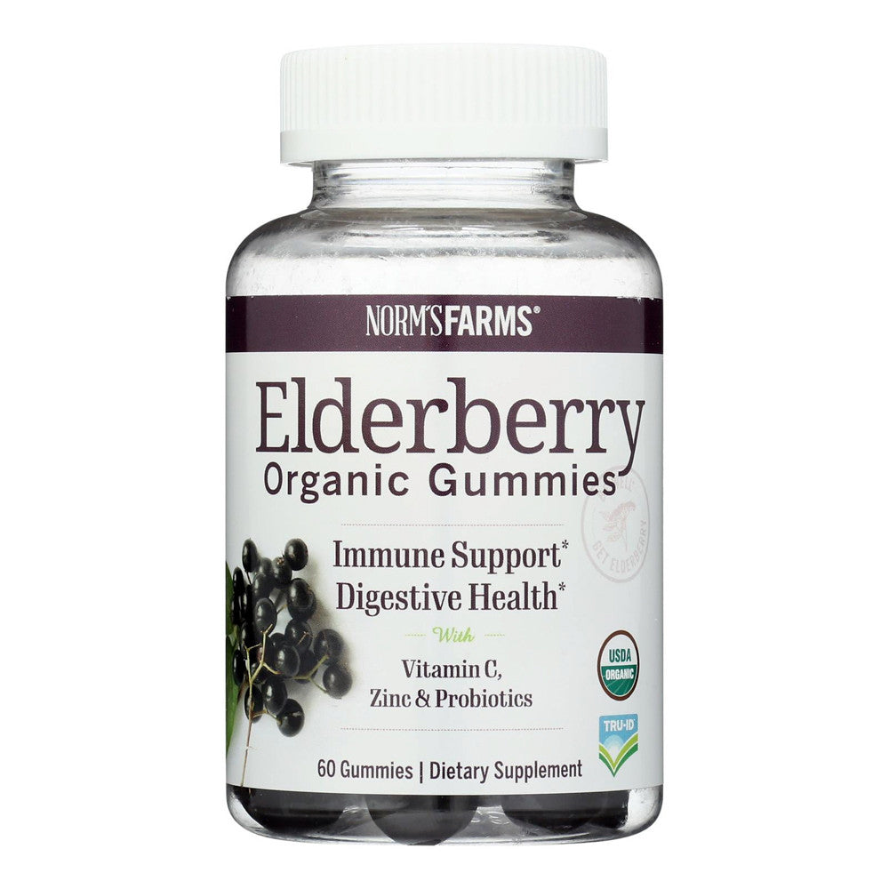 Norms Farms Elderberry Organic Gummies for Immune and Digestive Support, 60 Ea