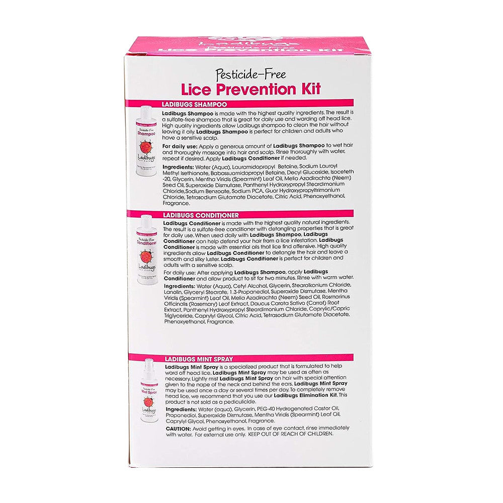 Ladibugs Hair Care Pesticide Free Lice Prevention Kit, 3 Ea