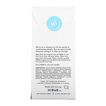 HiBar Moisturize Solid Shampoo Bar, Fragrance Free, 3.2 Oz