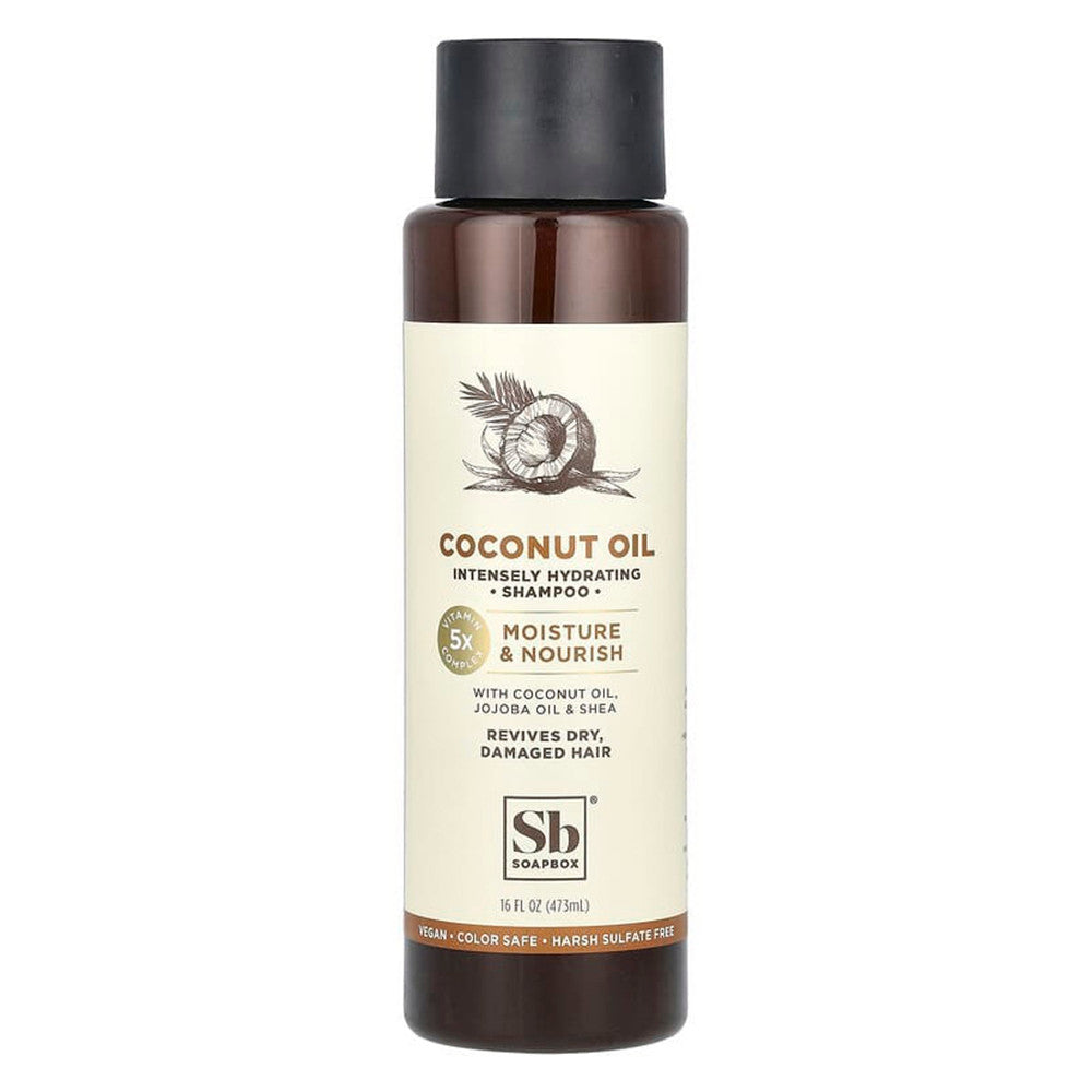 Soapbox Coconut Oil Moisture and Nourish Shampoo with Aloe and Shea Butter, 16 Oz