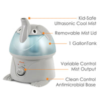 Crane Ultrasonic Cool Mist Humidifier Elephant, 1 Ea