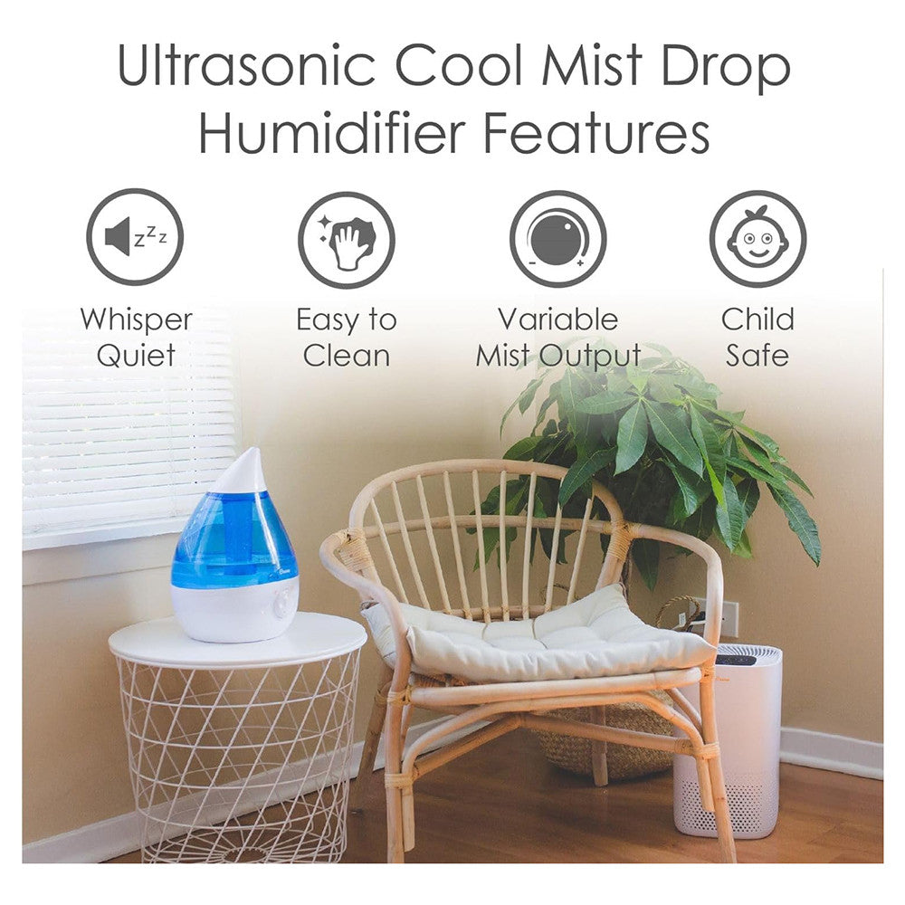 Crane Ultrasonic Cool Mist Humidifier 1 Gallon, Blue and White, 1 Ea