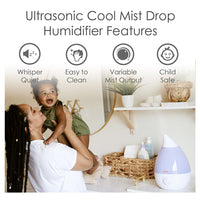 Crane Ultrasonic Cool Mist Humidifier 0.5 Gallon, White, 1 Ea