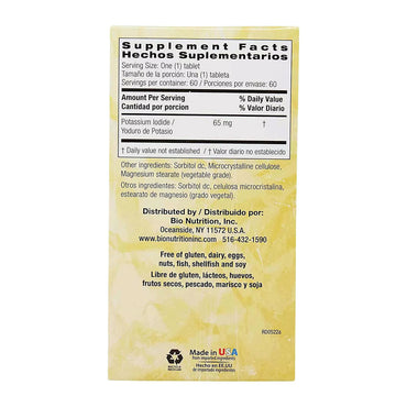 Bio Nutrition Potassium Iodide Tablets for Thyroid Support, 60 Ea