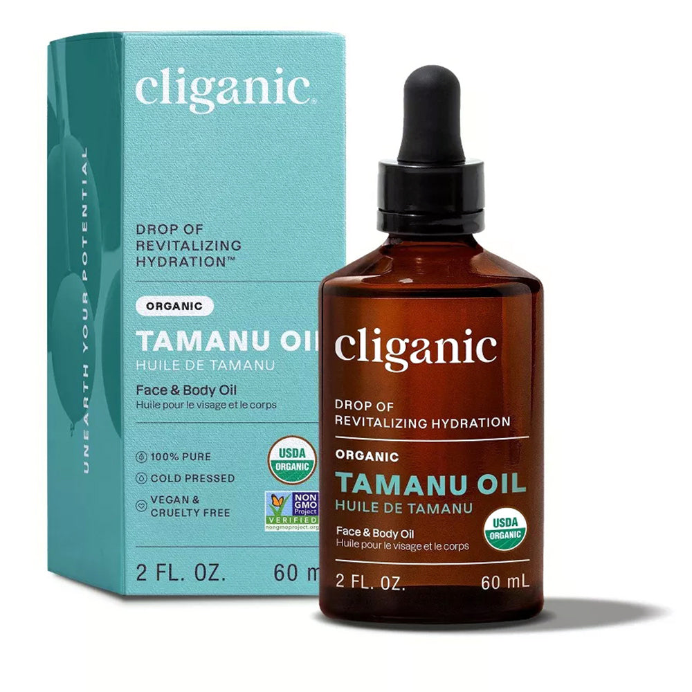 Cliganic Organic Tamanu Face and Body Oil Reducing Appearance of Wrinkles Generates Healthy and Clear Looking Skin 2Oz (60ml)