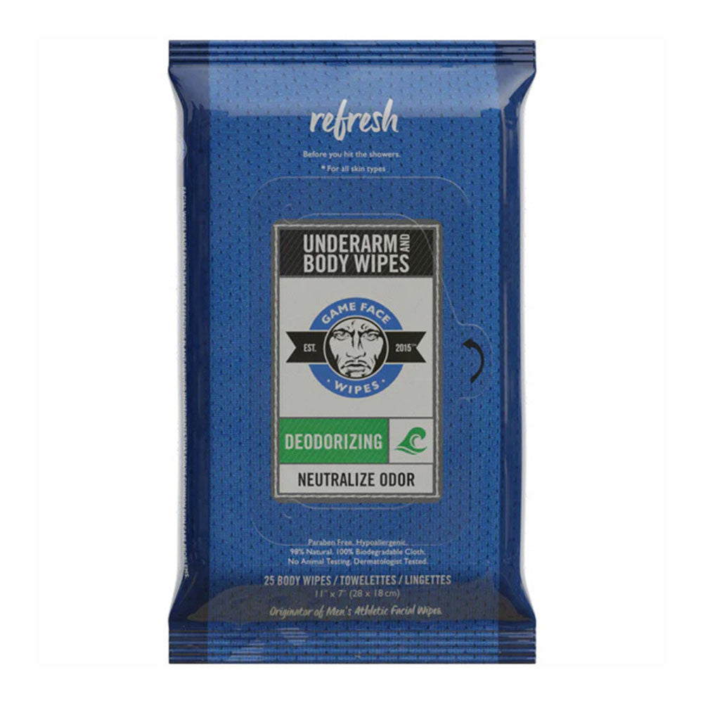 Game Face Deodorizing Underarm and Body Wipes, 25 Ea