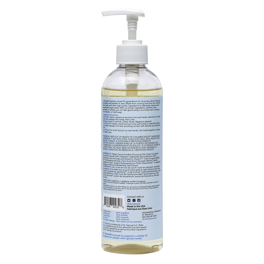 Dr. Natural Castile Liquid Soap, Peppermint, 16 Oz