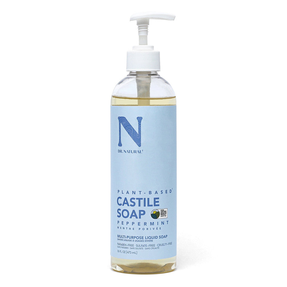 Dr. Natural Castile Liquid Soap, Peppermint, 16 Oz