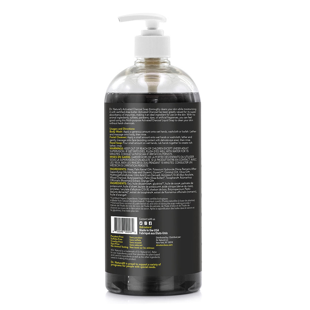 Dr. Natural Activated Charcoal Liquid Soap, Citrus, 32 Oz