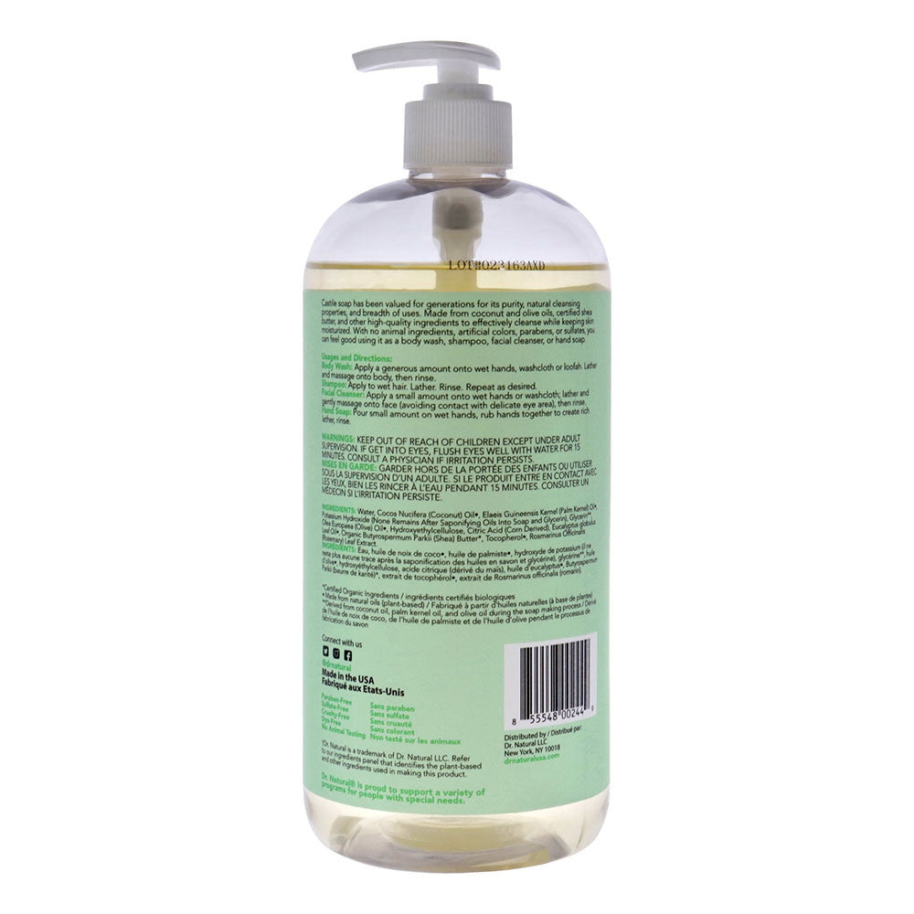 Dr. Natural Castile Liquid Soap, Eucalyptus, 32 Oz