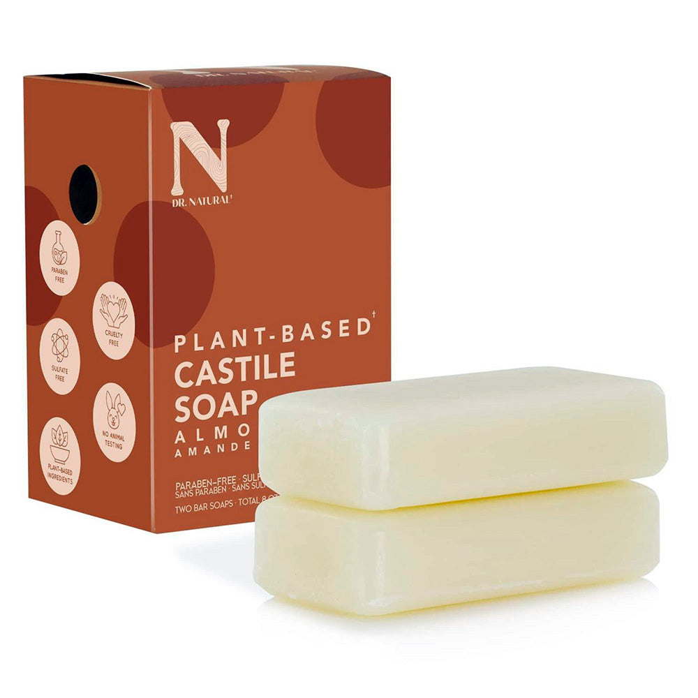 Dr Natural Plant Based Castile Almond Two Bar Soaps 8Oz (113g)