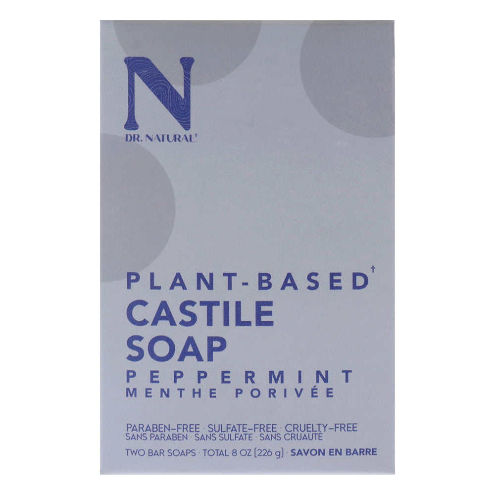 Dr. Natural Plan Based Castile Bar Soap, Peppermint Flavor, 2 Ea, 8 Oz