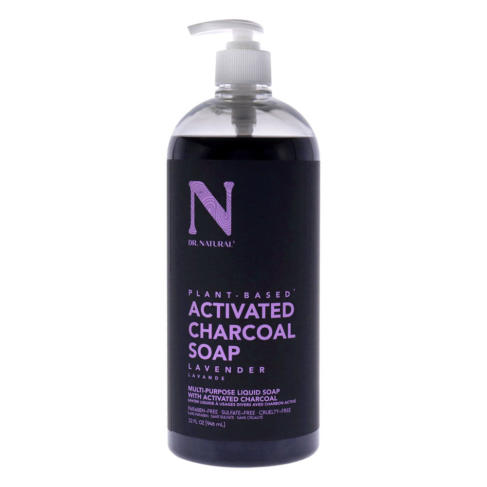 Dr. Natural Activated Charcoal Liquid Soap, Lavender, 32 Oz