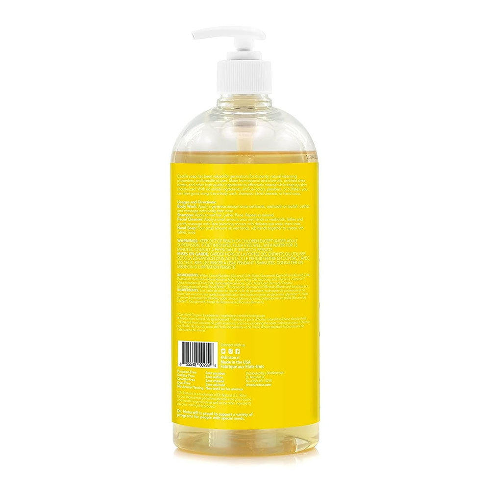 Dr. Natural Pure Castile Soap Mild with Organic Shea Butter, Unscented, 32 Oz
