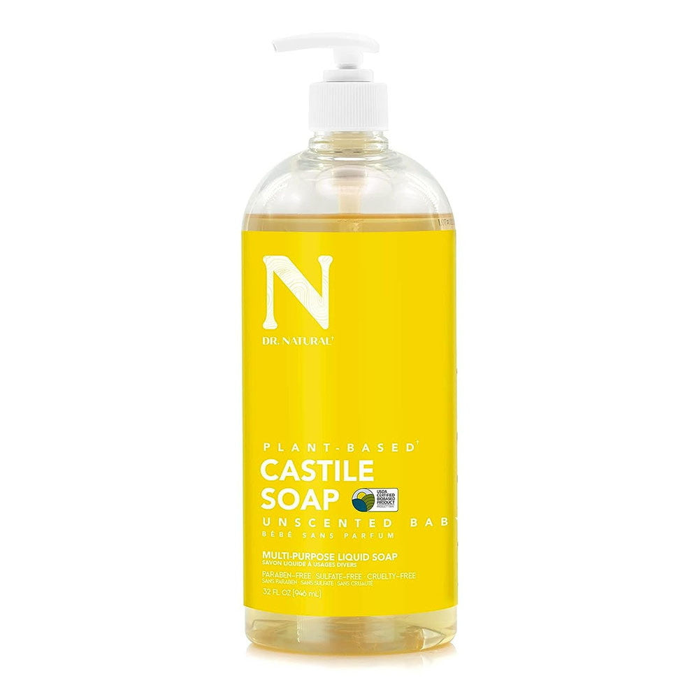 Dr. Natural Pure Castile Soap Mild with Organic Shea Butter, Unscented, 32 Oz