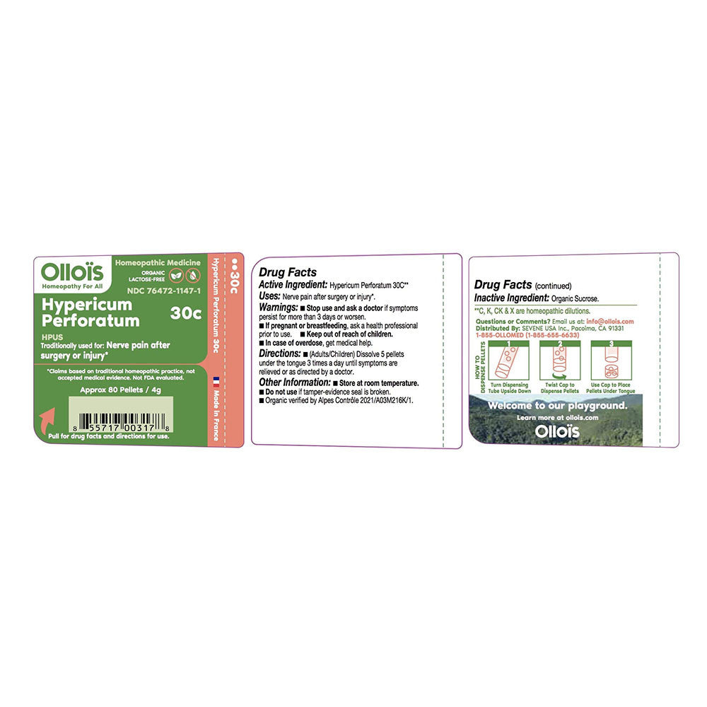 Ollois Hypericum Perforatum 30c Organic Lactose Free Homeopathic Pellets, 80 Ea