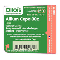 Ollois Allium Cepa 30c Organic Lactose Free Homeopathic Pellets, 80 Ea