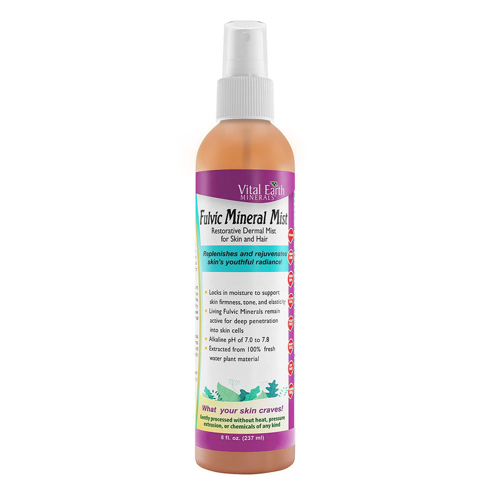 Vital Earth Minerals Fulvic Mineral Mist for Refreshing Skin and Hair, 8 Oz