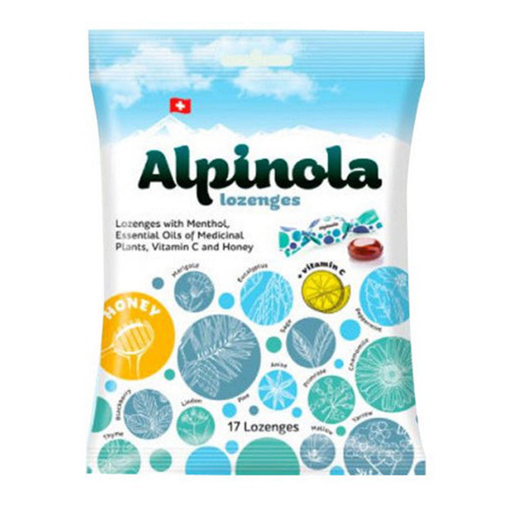 Alpinola Honey Lozenges with Menthol with Essential Oils and Vitamin C and Honey for Maximum Freshness 17Ea
