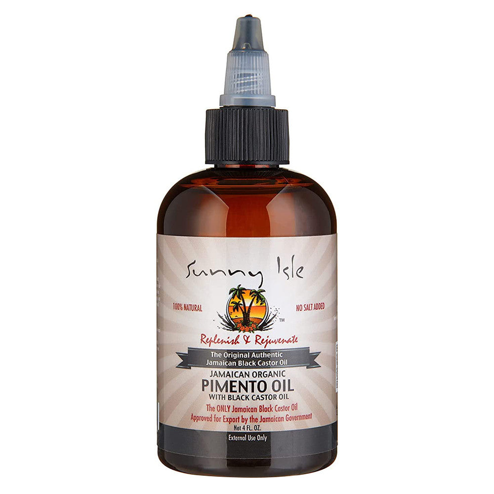 Sunny Isle Jamaican Organic Pimento Oil with Black Castor Oil, 4 Oz