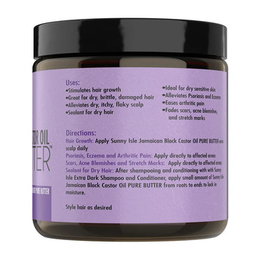 Sunny Isle Jamaican Black Castor Oil Pure Butter Lavender for Hair Growth, 4 Oz