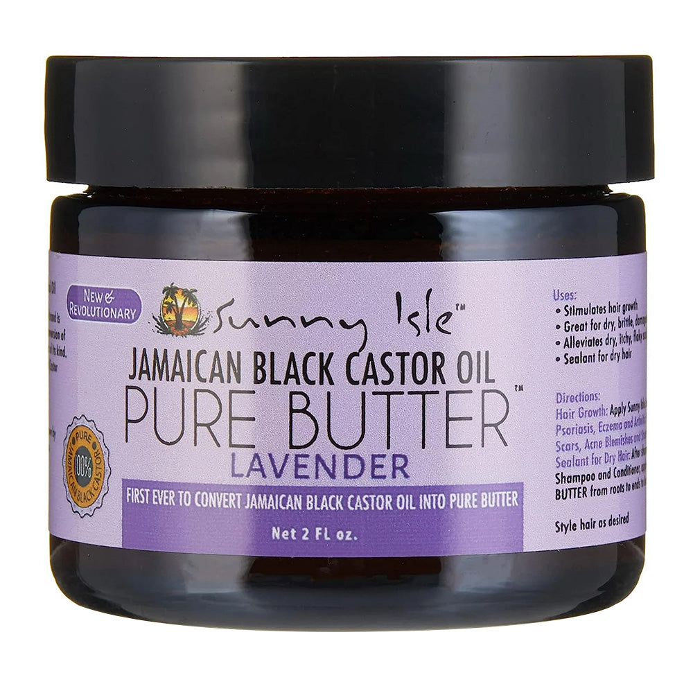 Sunny Isle Jamaican Black Castor Oil Pure Butter Lavender for Dry, Brittle, Damaged Hair 2Oz