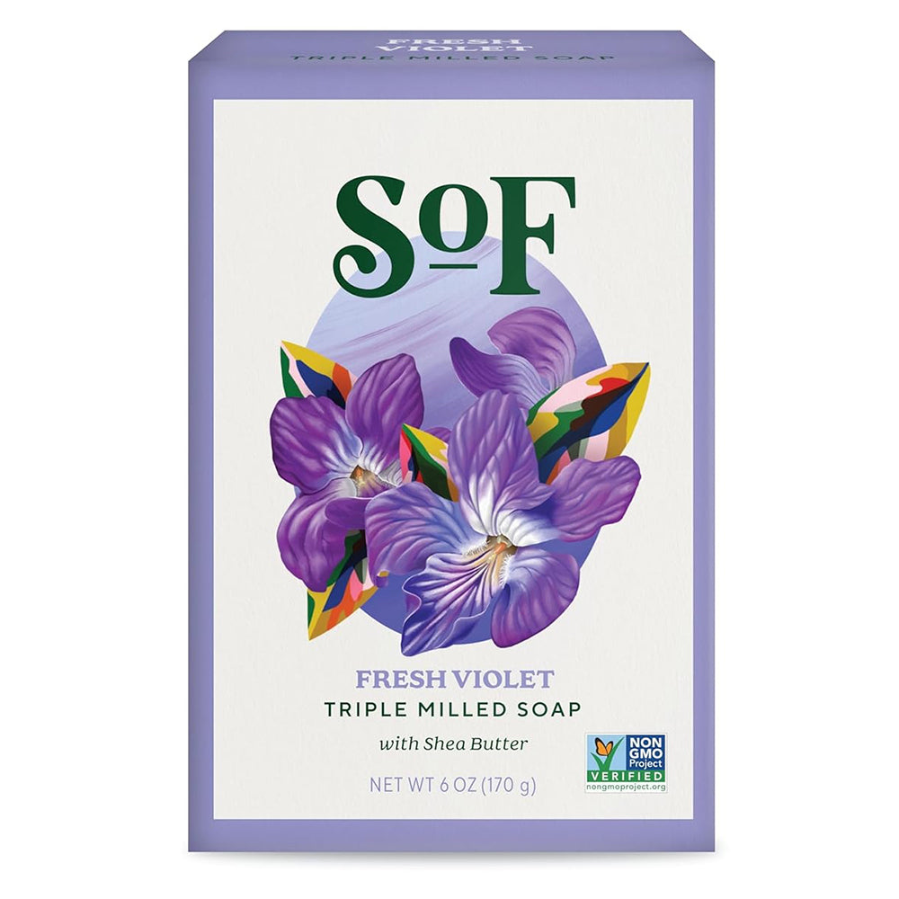 South of France Fresh Violet Triple Milled Bar Soap with Shea Butter 6Oz (170g)