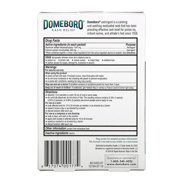 Domeboro Soothing Soak Rash Relief Plus Drying Action Powder Packets, 12 Ea