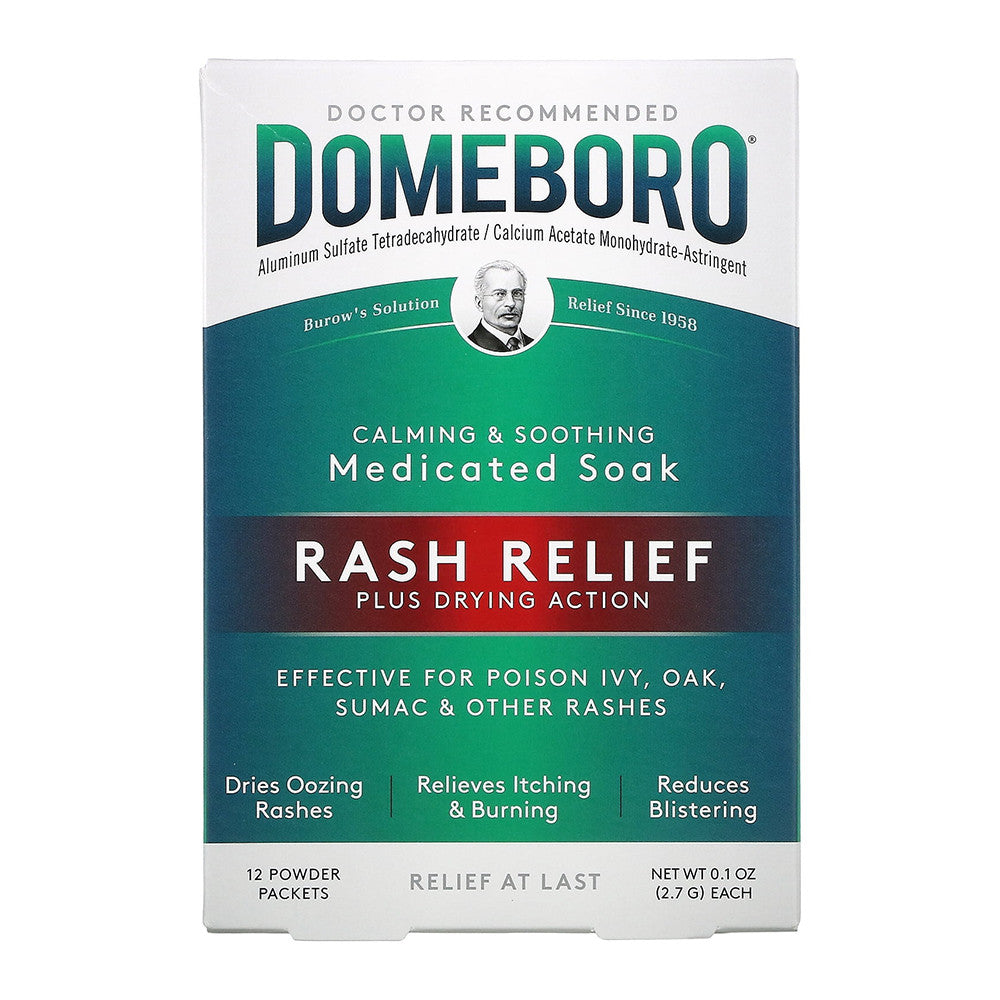 Domeboro Soothing Soak Rash Relief Plus Drying Action Powder Packets, 12 Ea