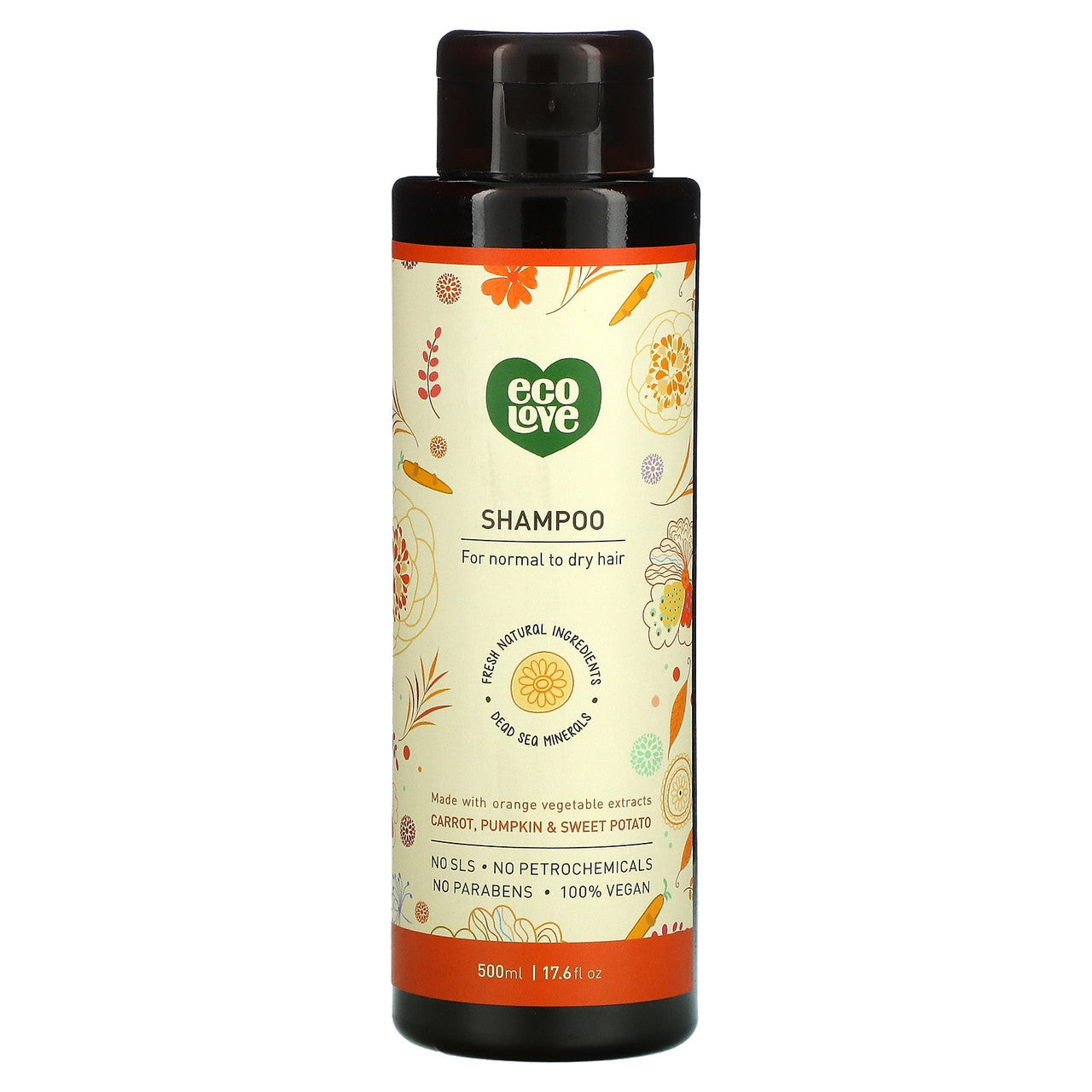 EcoLove Shampoo Orange Collection Carrot Pumpkin And Sweet Potato, 17.6 Oz