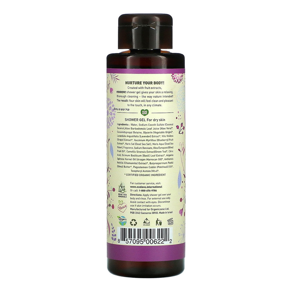 EcoLove Shower Gel with Purple Fruit Extracts for Dry Skin 17.6Oz (500ml)