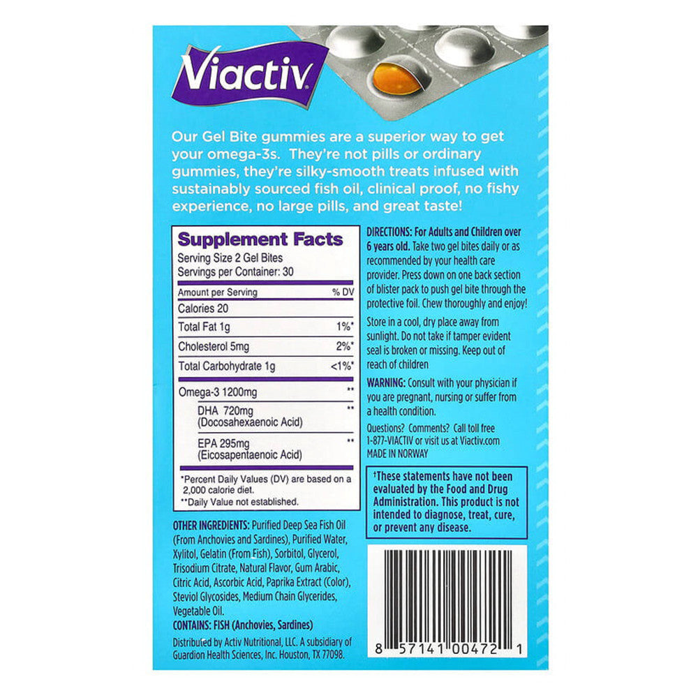 Viactiv Omega Boost Supplement Gel Bite Gummies, Citrus Passion Flavor, 60 Ea