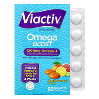 Viactiv Omega Boost Supplement Gel Bite Gummies, Citrus Passion Flavor, 60 Ea