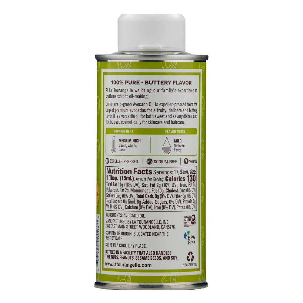 La Tourangelle Delicate Avocado Oil for Cooking, Skin and Hair, 8.45 Oz