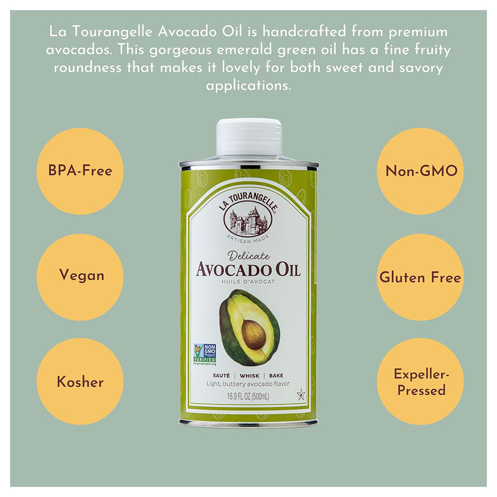 La Tourangelle Delicate Avocado Oil for Cooking, Skin and Hair, 8.45 Oz