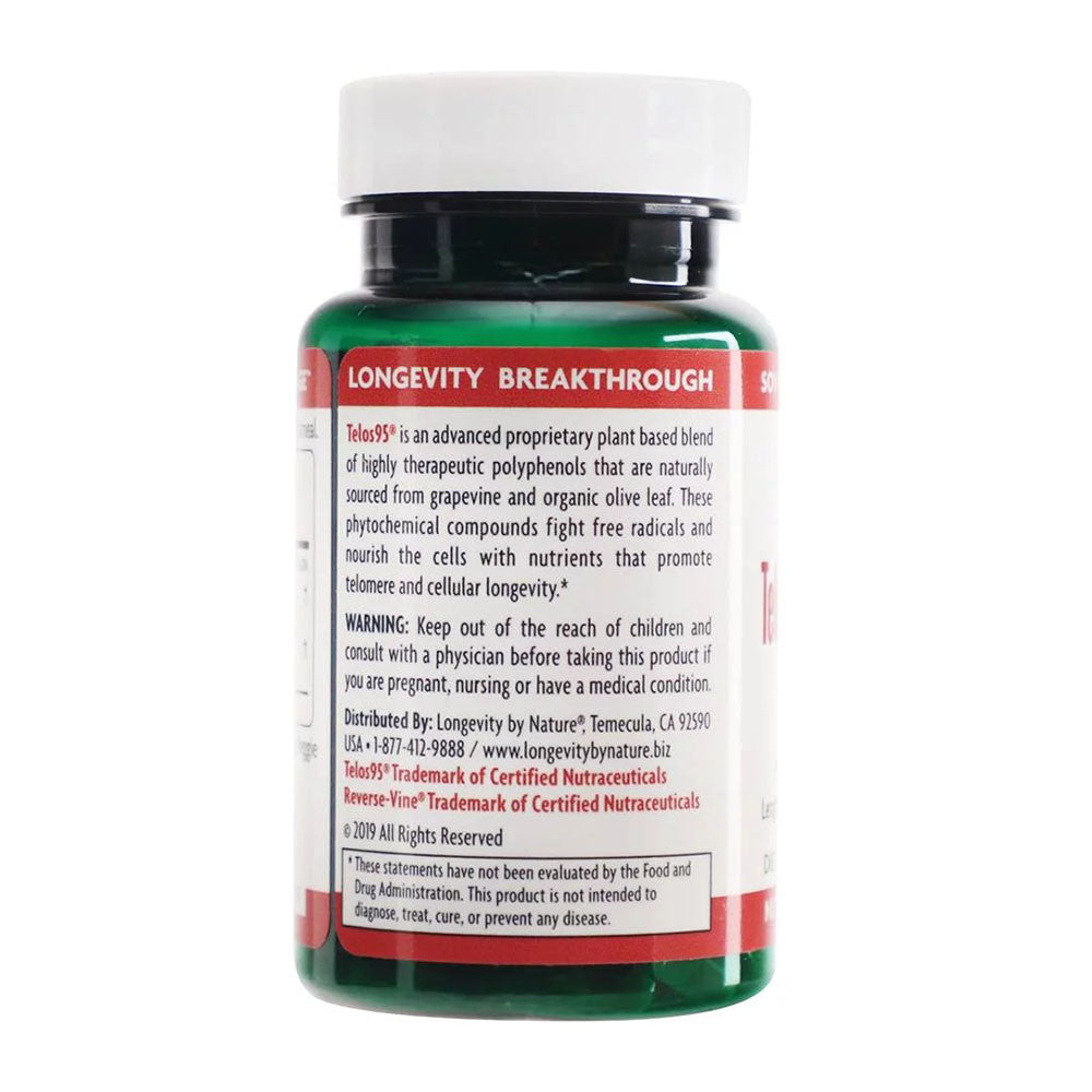 Longevity by Nature Telos95 Telomere Health Support Capsules, 90 Ea