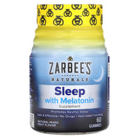 Zarbees Sleep with Melatonin Supplement Gummies, Natural Mixed Fruit Flavor, 60 Ea