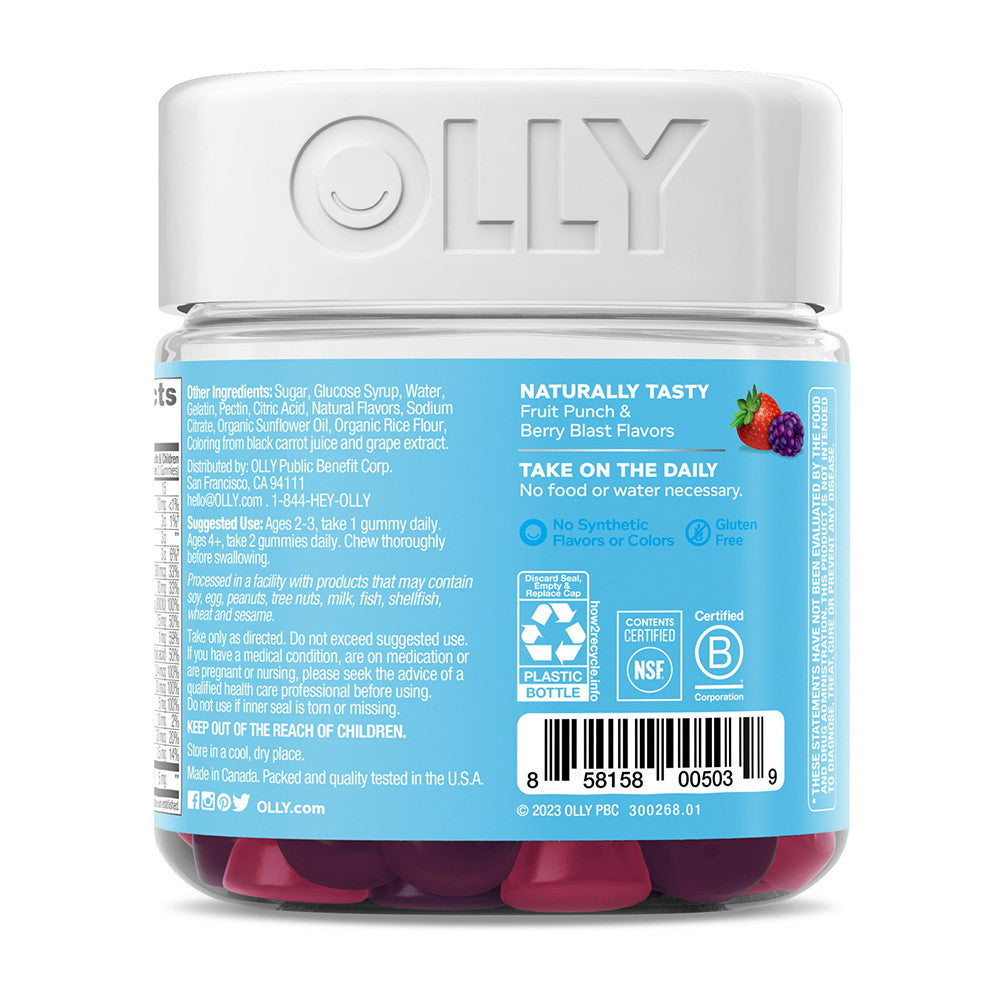 Olly Kids Multi Vitamin and Probiotic Gummy Supplements, Yum Berry Punch, 70 Ea