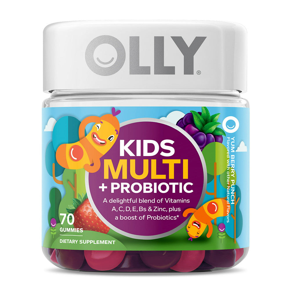 Olly Kids Multi Vitamin and Probiotic Gummy Supplements, Yum Berry Punch, 70 Ea