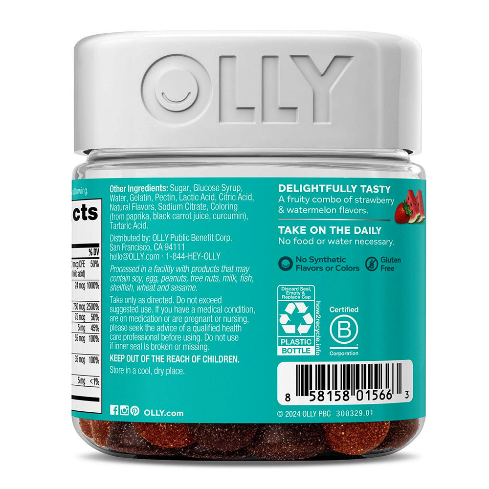 Olly Teen Girl Multivitamin Gummies Biotin and Antioxidants, Berry Melon Flavor, 70 Ea