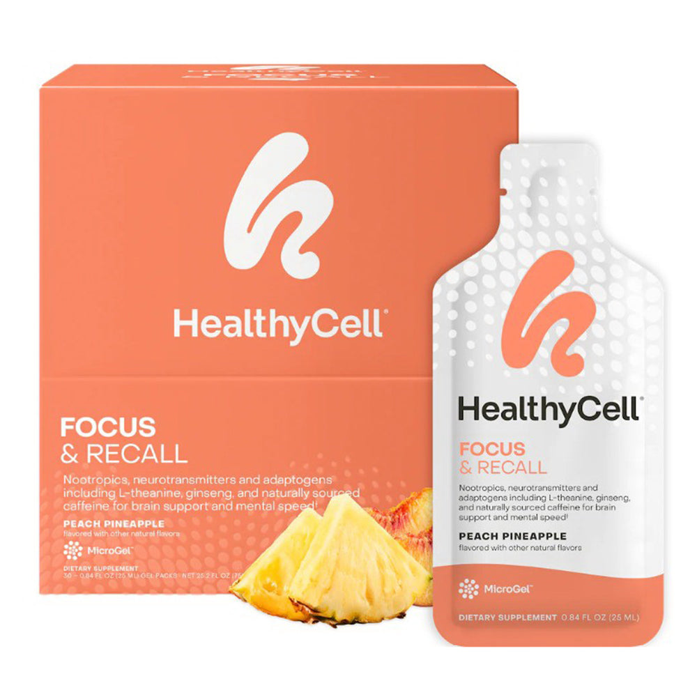 HealthyCell Focus Plus Recall Gel Packs for Memory and Mental Clarity 0.84Oz (25ml) 30Ea