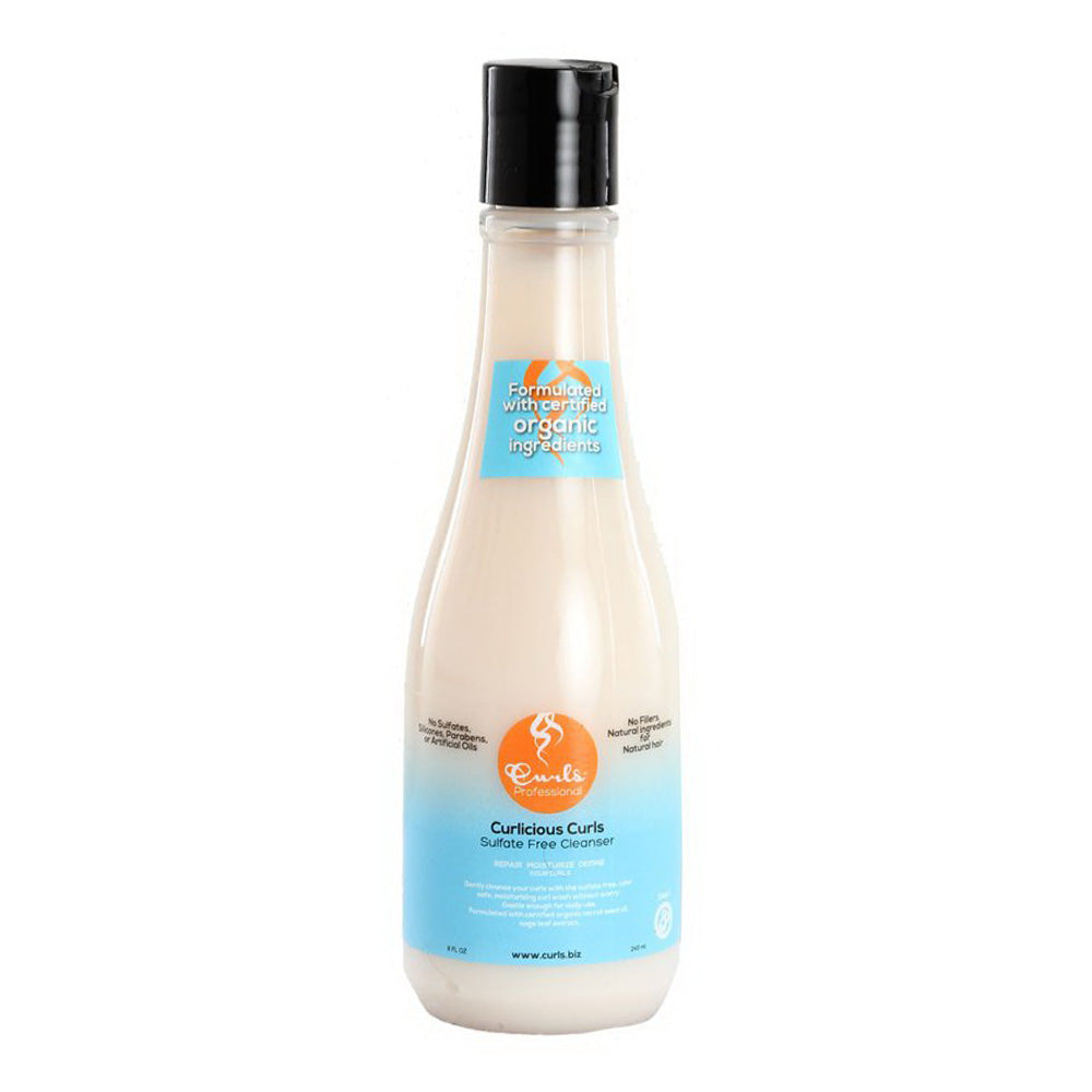 Curls Professional Curlicious Sulfate Free Cleansing Cream with Natural Ingredients for Hair 8Oz (240ml)