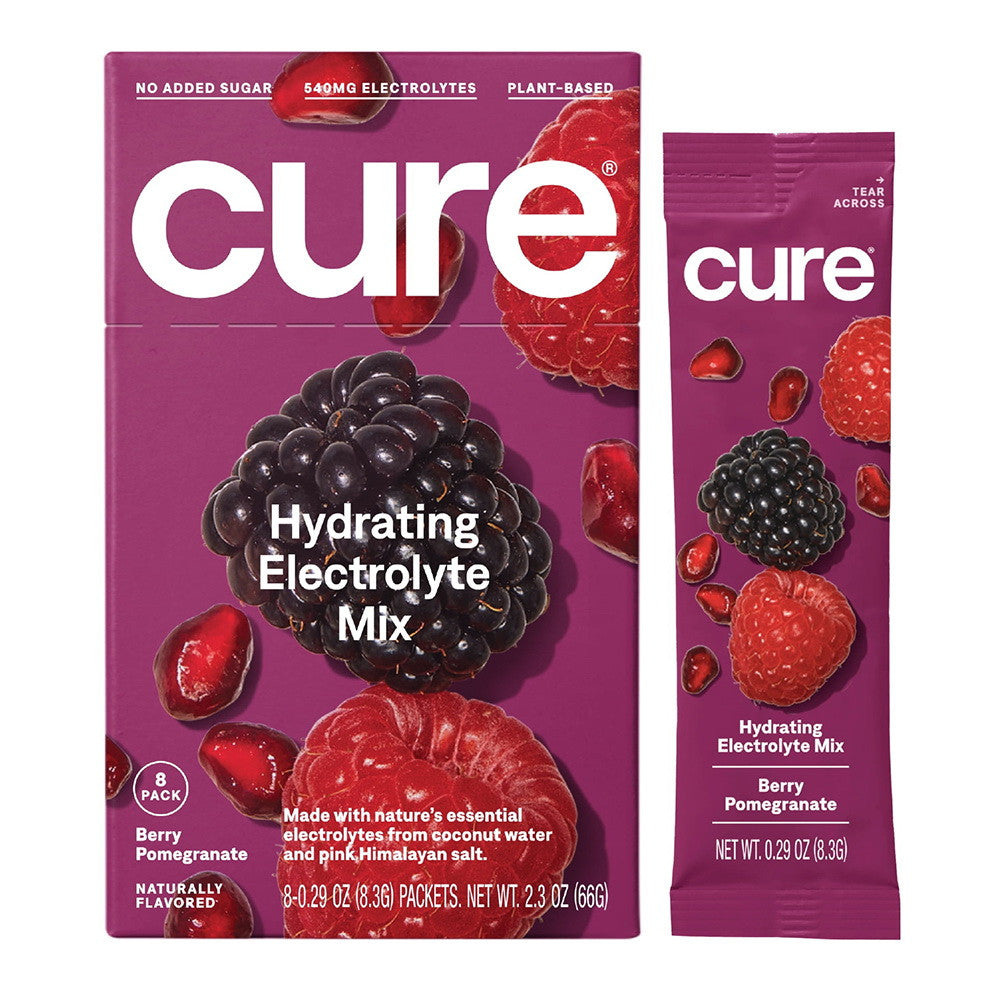 Cure Hydration Electrolyte Powder Drink Mix, Berry Pomegranate, 8 Ea