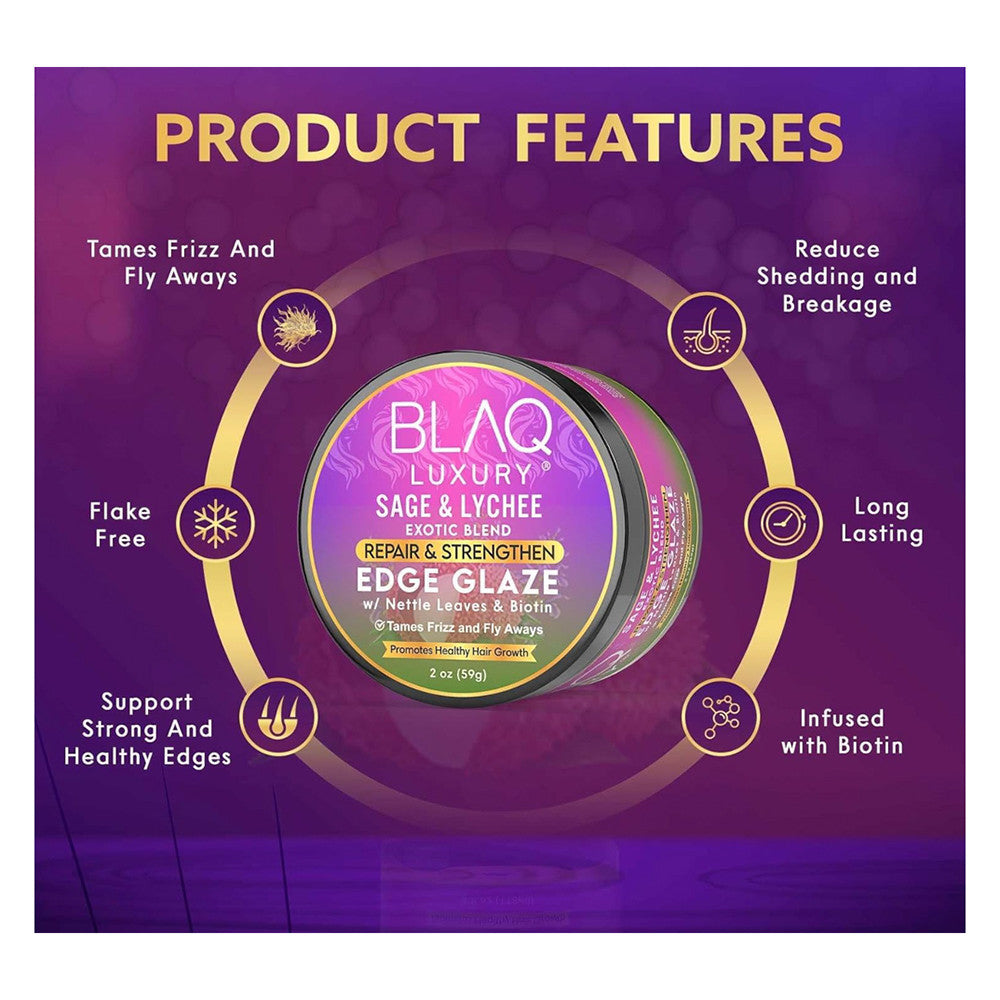 Blaq Luxury Sage and Lychee Repair and Strength Edge Glaze, 2 Oz